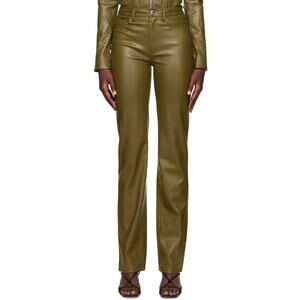 Staud 'Chisel' Green Faux-Leather Pants Size 4